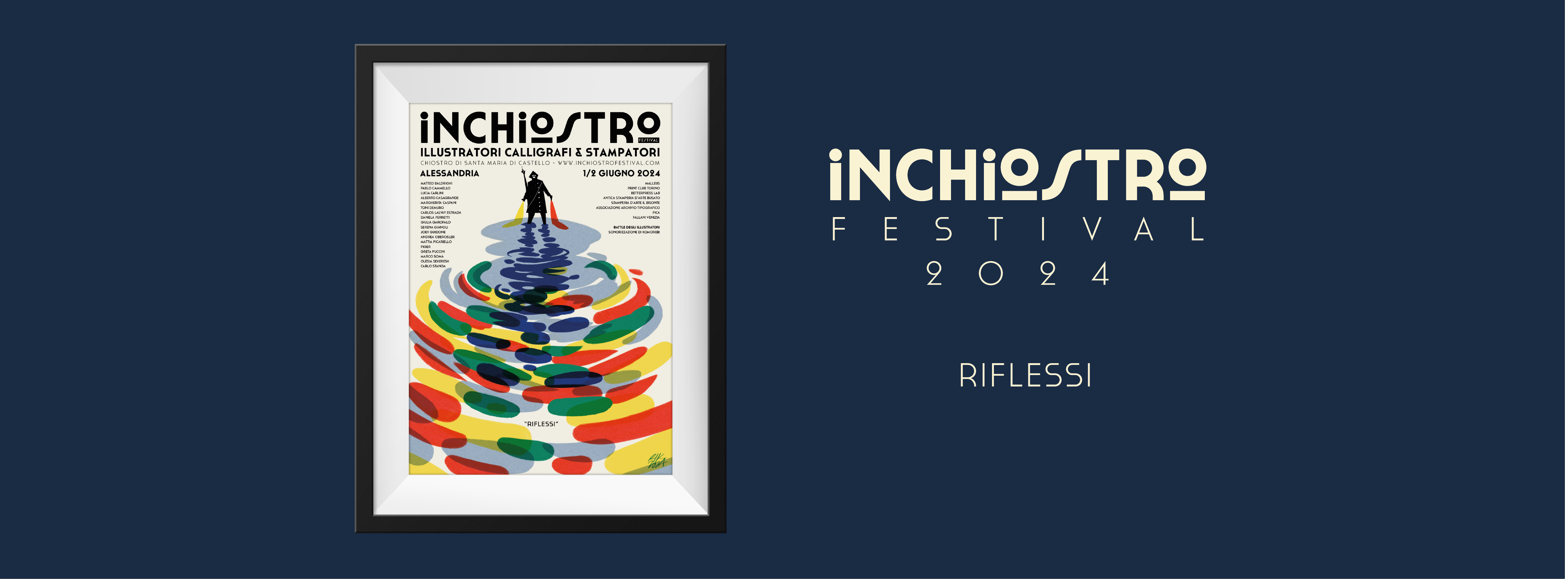 Inchiostro Festival 2024 "Riflessi" Manifesto realizzato da Riccardo Guasco